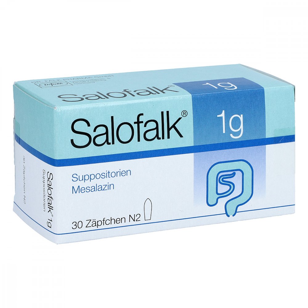 Das Produktfoto zeigt Salofalk 1 G Suppositorien (30 stk) PZN 06810786