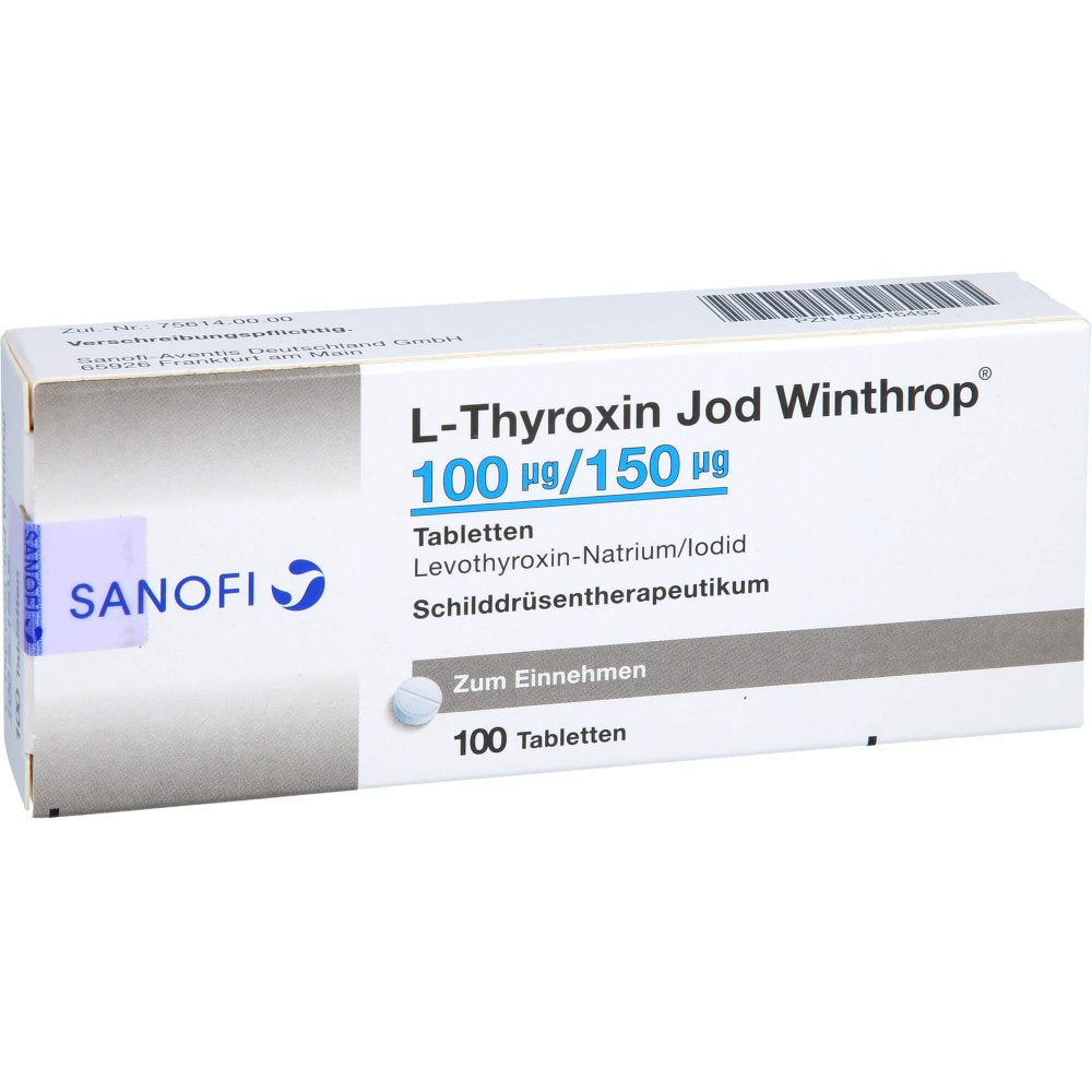 Das Produktfoto zeigt L-Thyroxin Jod Winthrop 100 Μg/150 Μg Tabletten (100 stk) PZN 06816493