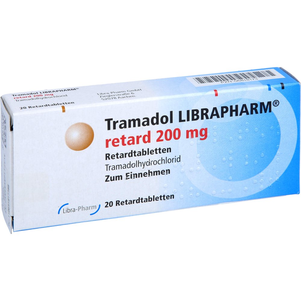 Das Produktfoto zeigt Tramadol Librapharm Retard 200 Mg (20 stk) PZN 06818173