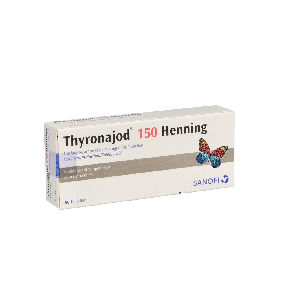 Das Produktfoto zeigt Thyronajod 150 Henning Tabletten (50 stk) PZN 06864836