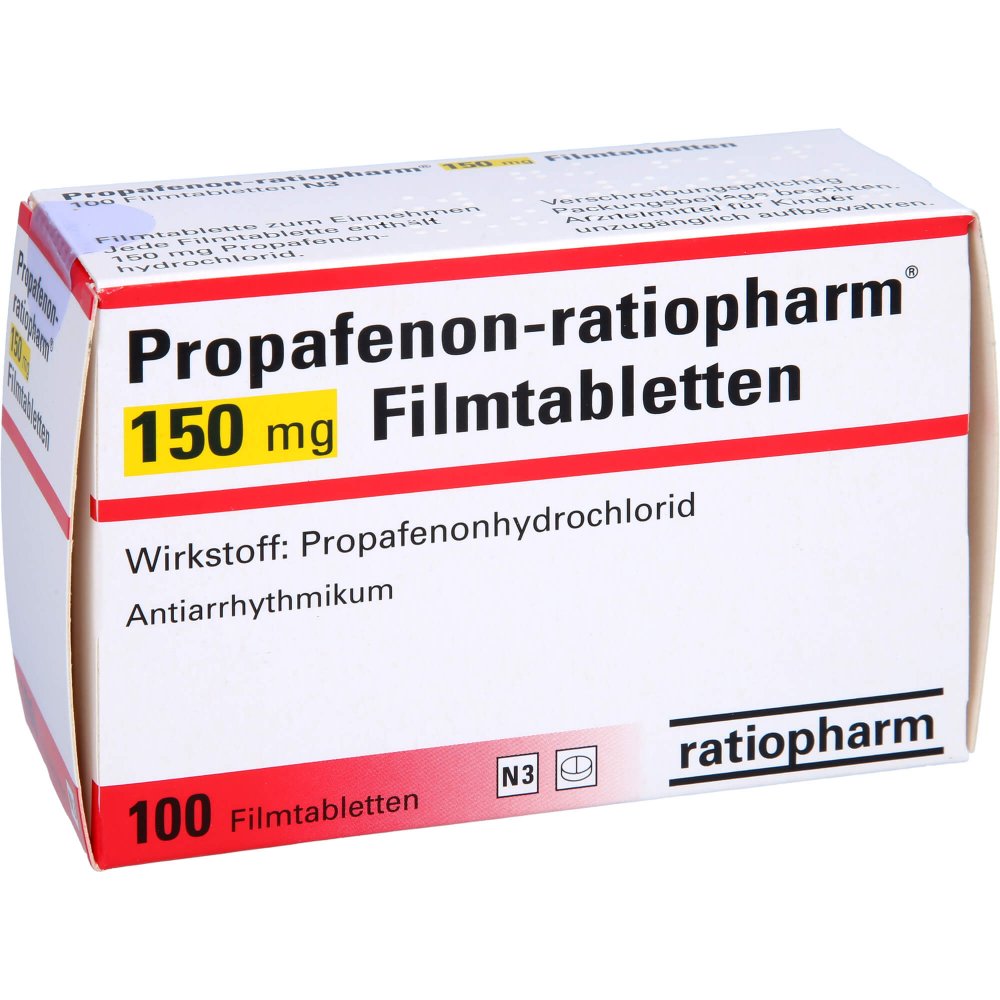 Das Produktfoto zeigt Propafenon-Ratiopharm 150 Mg Filmtabletten (100 stk) PZN 06890880