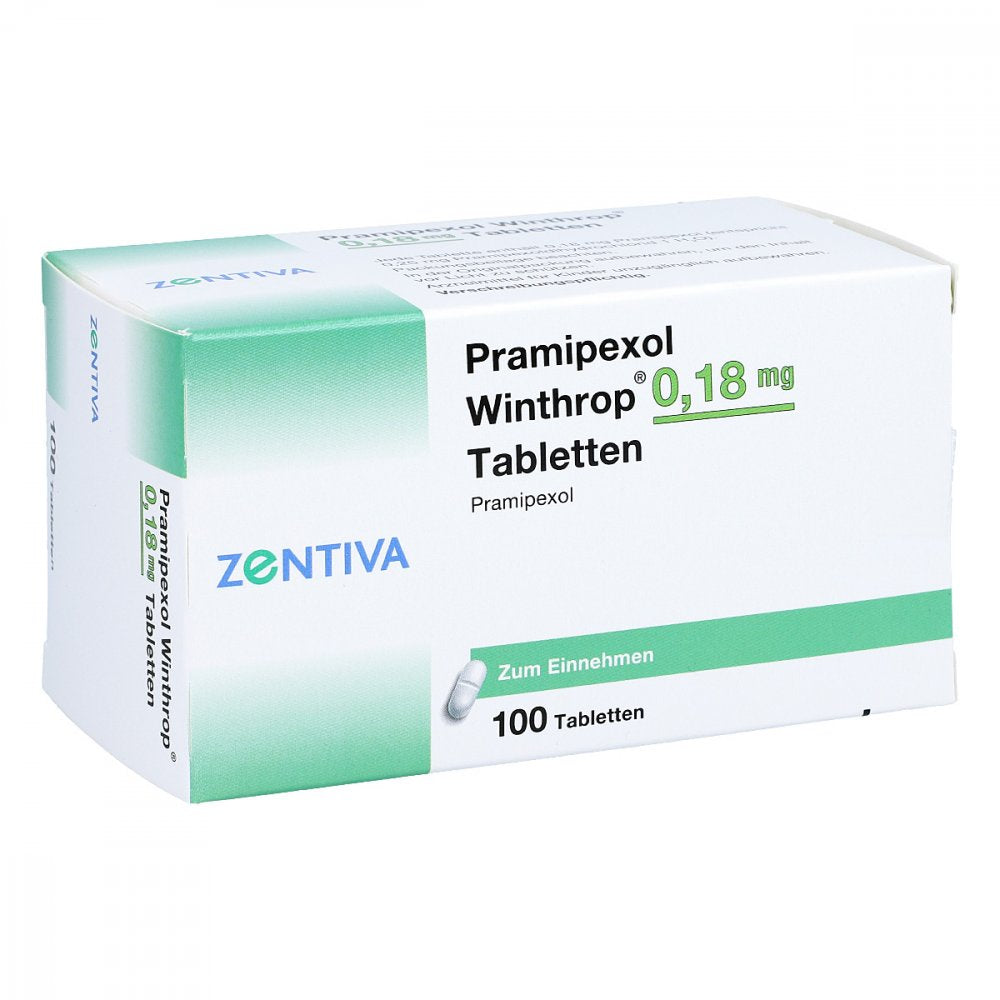 Das Produktfoto zeigt Pramipexol Winthrop 0,18 Mg Tabletten (100 stk) PZN 06912067