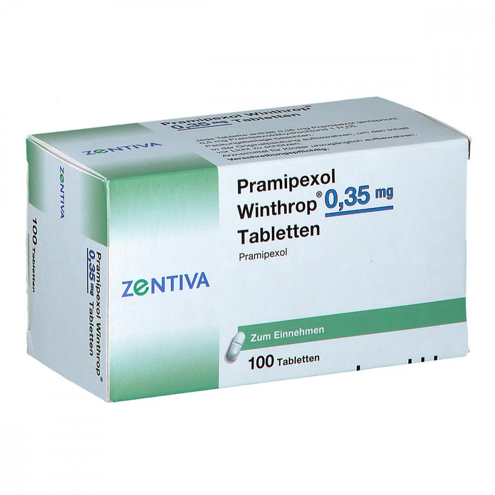 Das Produktfoto zeigt Pramipexol Winthrop 0,35 Mg Tabletten (100 stk) PZN 06912096