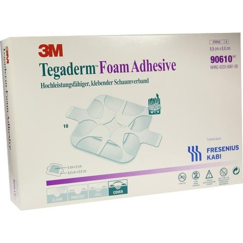 Das Produktfoto zeigt Tegaderm Foam Adhesive Fk 8,8x8,8 Cm 90610 (10 stk) PZN 06917320