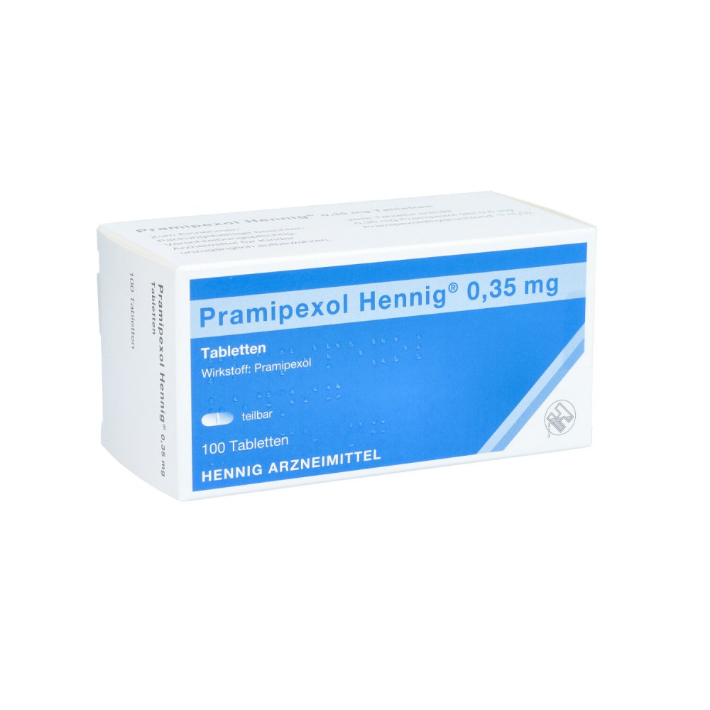 Das Produktfoto zeigt Pramipexol Hennig 0,35 Mg Tabletten (100 stk) PZN 06944446
