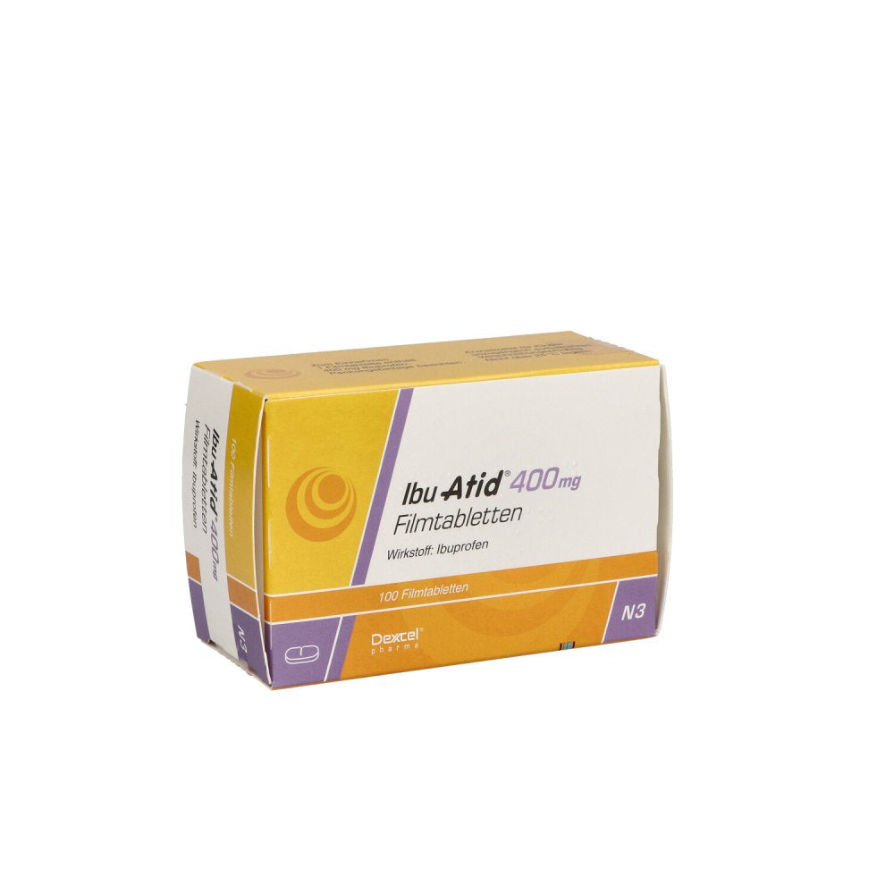 Das Produktfoto zeigt Ibu Atid 400 Mg Filmtabletten (100 stk) PZN 06952552