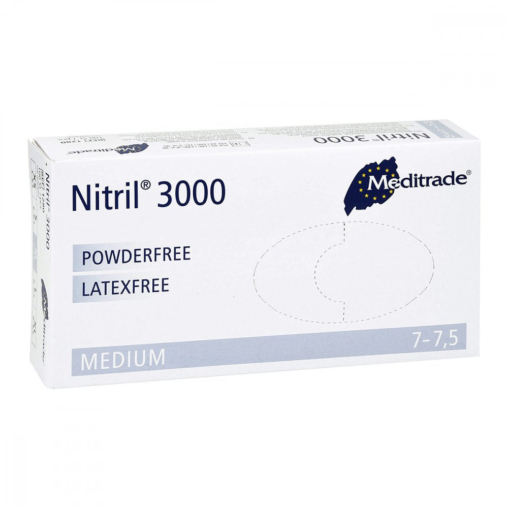 Das Produktfoto zeigt Nitril 3000 Unt.Handschuhe Unsteril M (100 stk) PZN 06968056