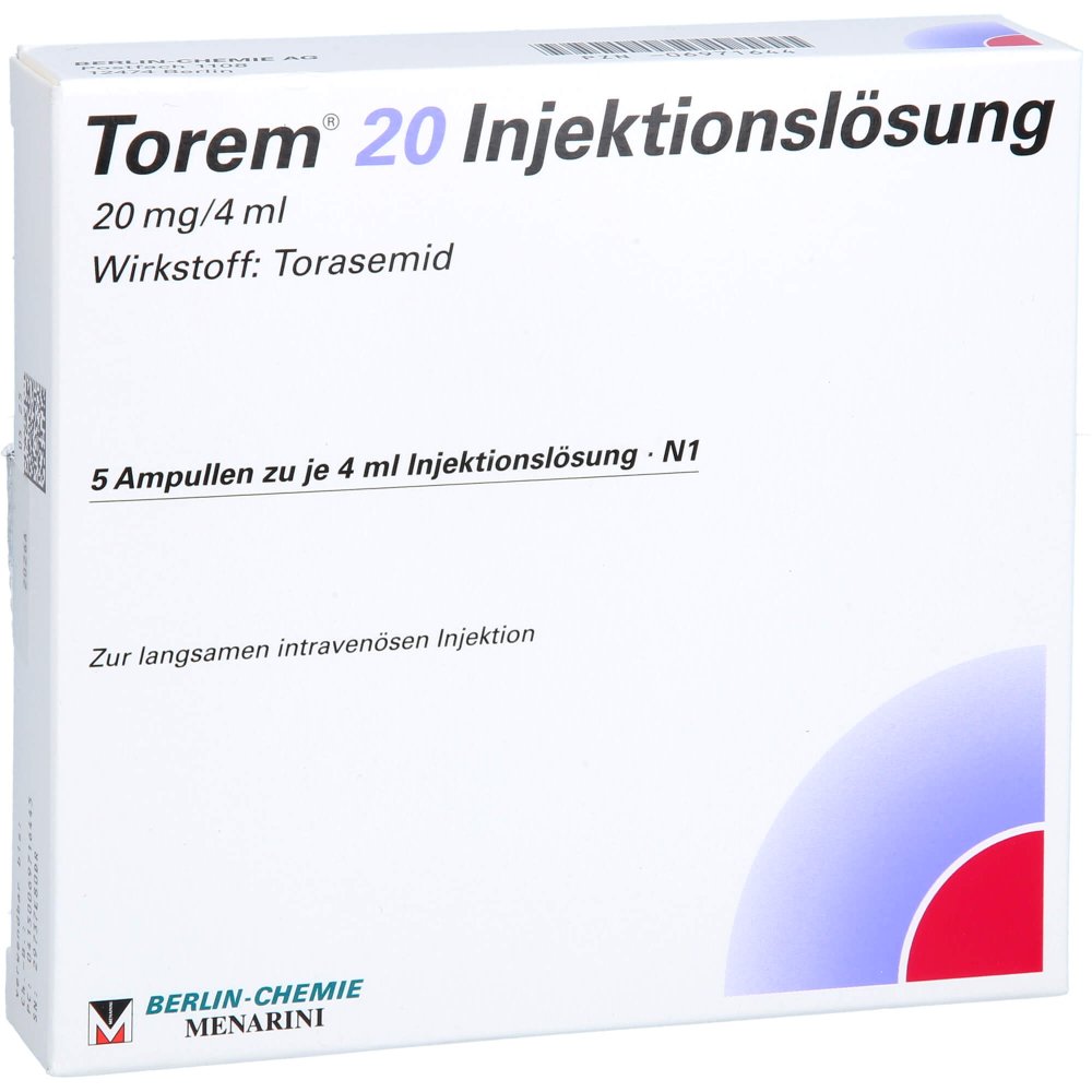 Das Produktfoto zeigt Torem 20 Injektionslösung (5X4 ml) PZN 06971644