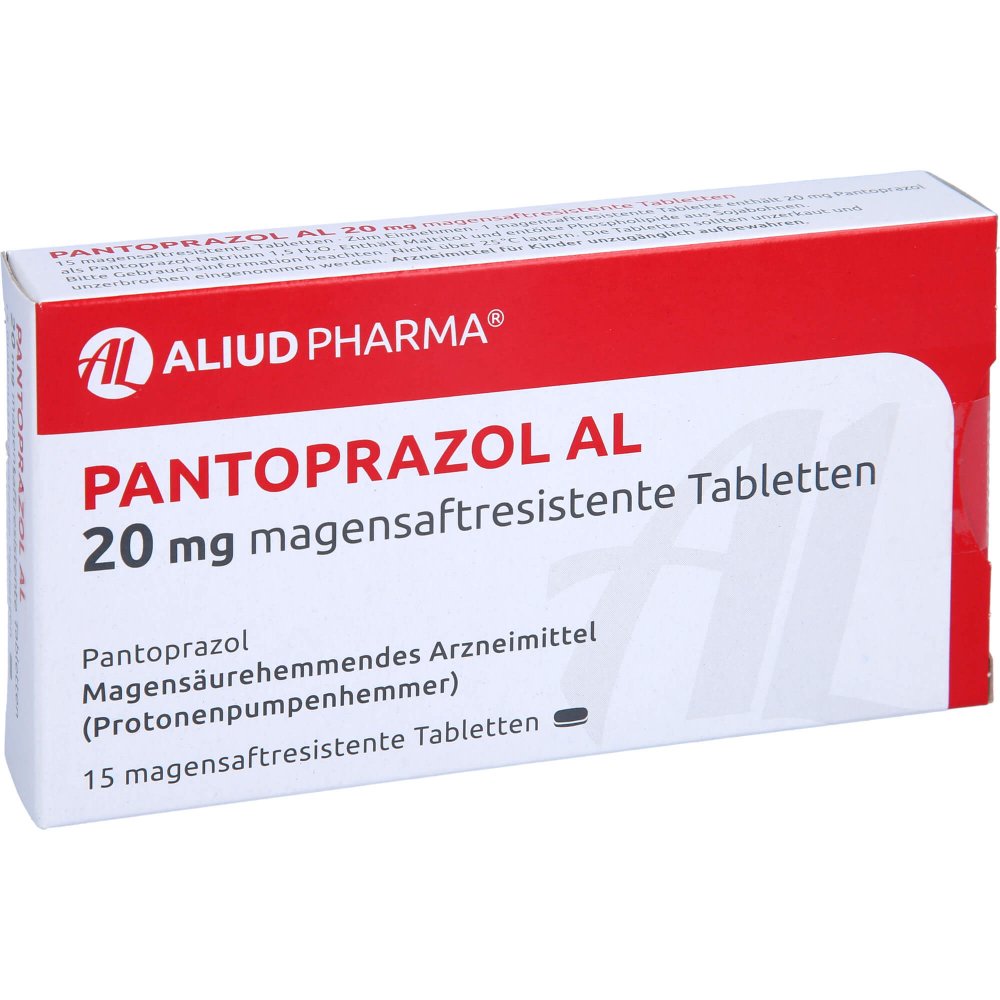 Das Produktfoto zeigt Pantoprazol Al 20 Mg Magensaftresistente Tabletten (15 stk) PZN 07013098