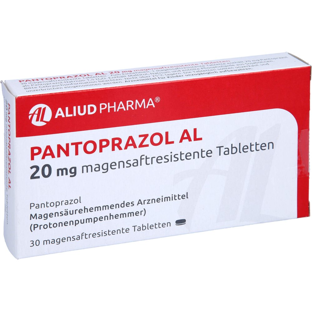 Das Produktfoto zeigt Pantoprazol Al 20 Mg Magensaftresistente Tabletten (30 stk) PZN 07013112