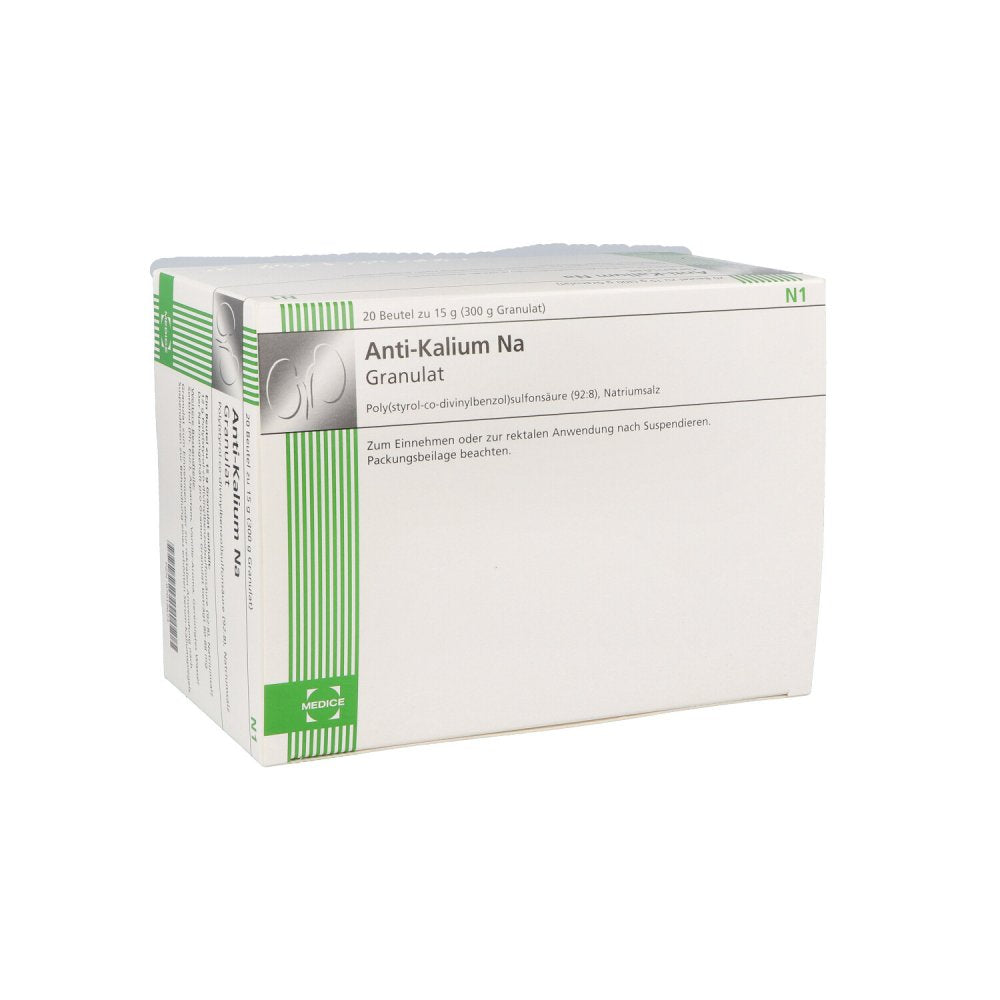 Das Produktfoto zeigt Anti-Kalium Na Granulat Btl. (20X15 g) PZN 07019623