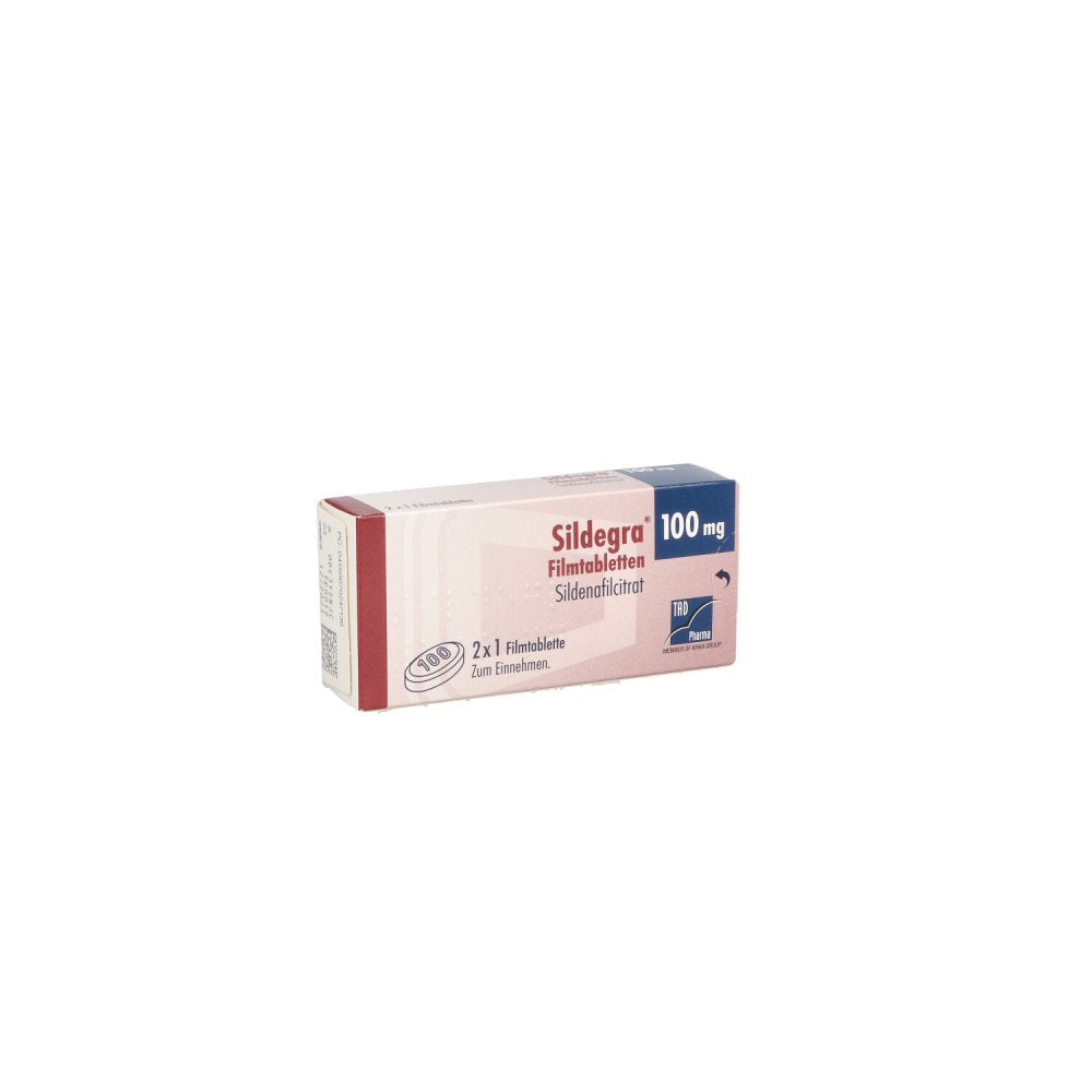 Das Produktfoto zeigt Sildegra 100 Mg Filmtabletten (2 stk) PZN 07024713