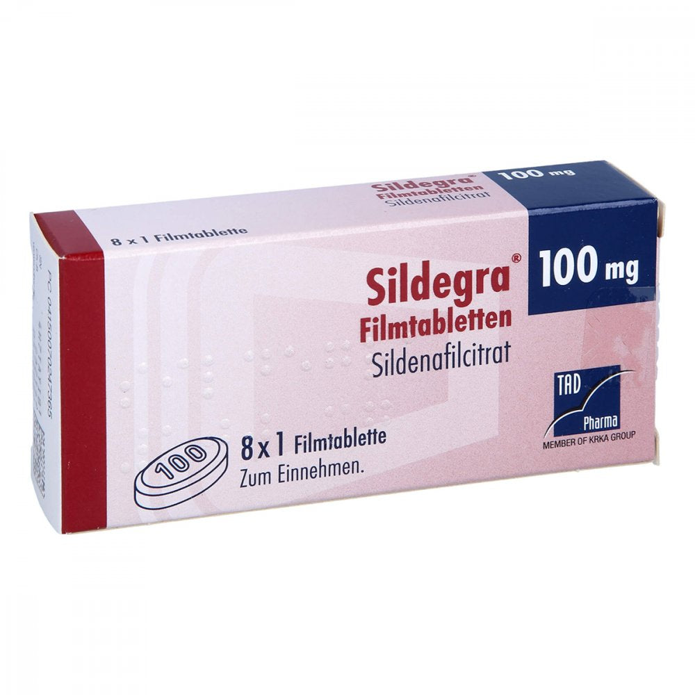 Das Produktfoto zeigt Sildegra 100 Mg Filmtabletten (8 stk) PZN 07024736