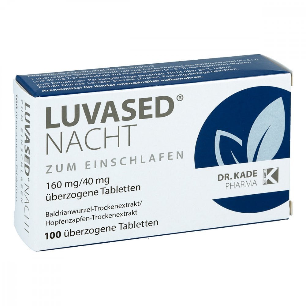 Das Produktfoto zeigt Luvased Nacht Zum Einschlafen Überzogene Tab. (100 stk) PZN 07031647