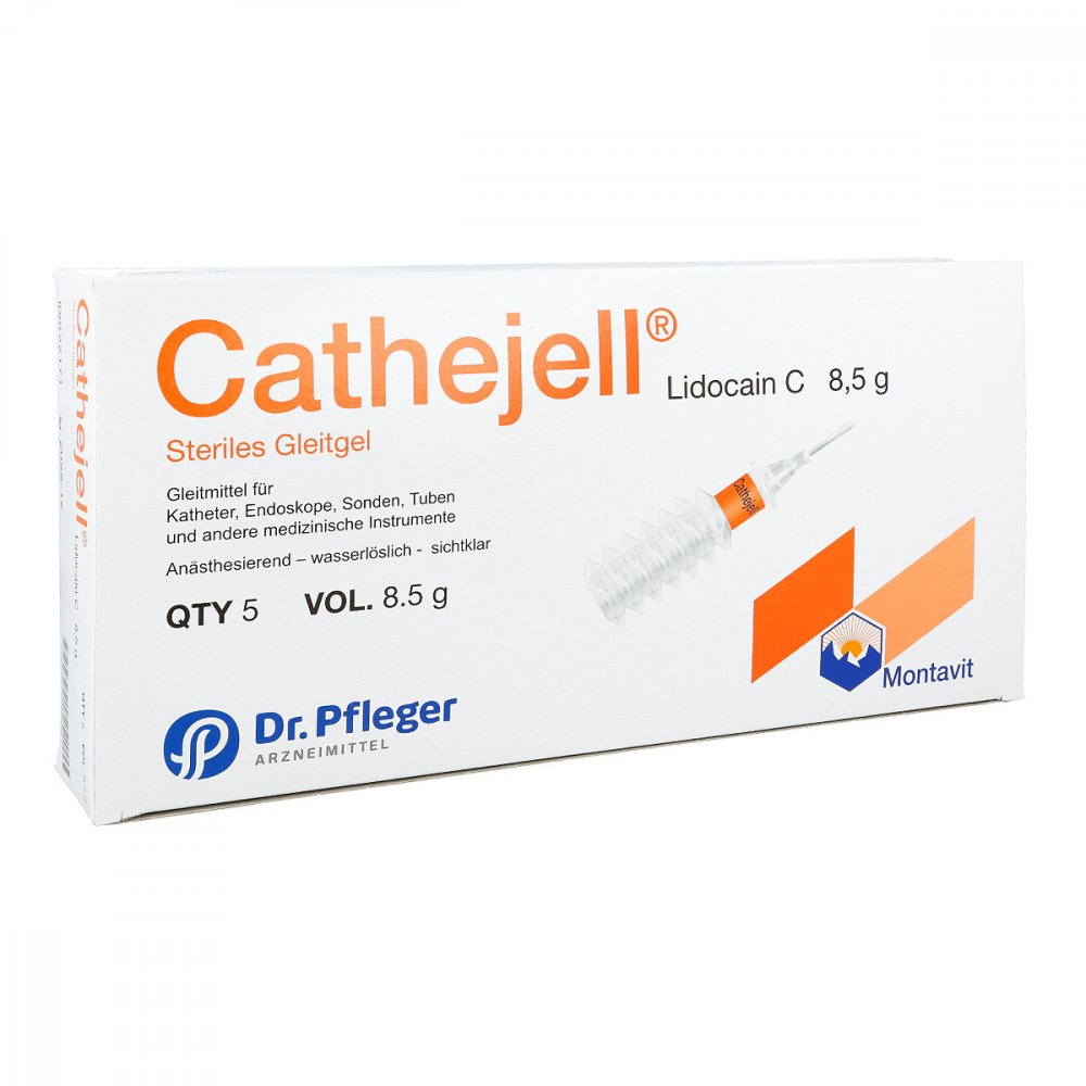 Das Produktfoto zeigt Cathejell Lidocain C Steriles Gleitgel Zhs 8,5 G (5 stk) PZN 07094062