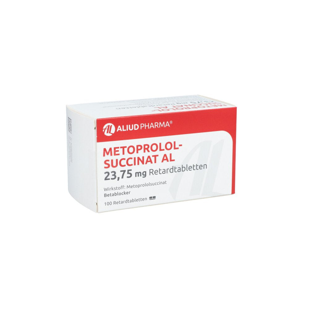 Das Produktfoto zeigt Metoprololsuccinat Al 23,75 Mg Retardtabletten (100 stk) PZN 07095110