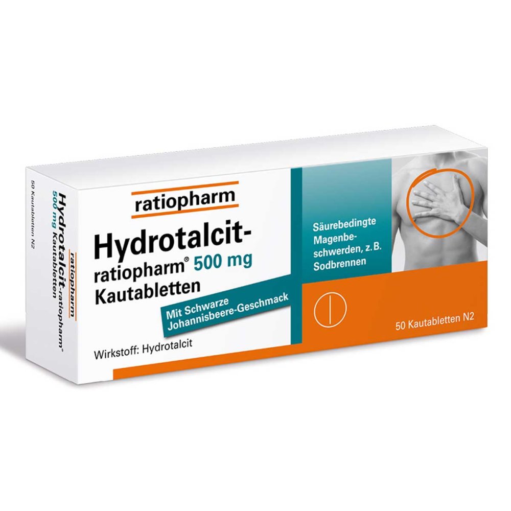 Hydrotalcit-Ratiopharm 500 Mg Kautabletten (50 stk)