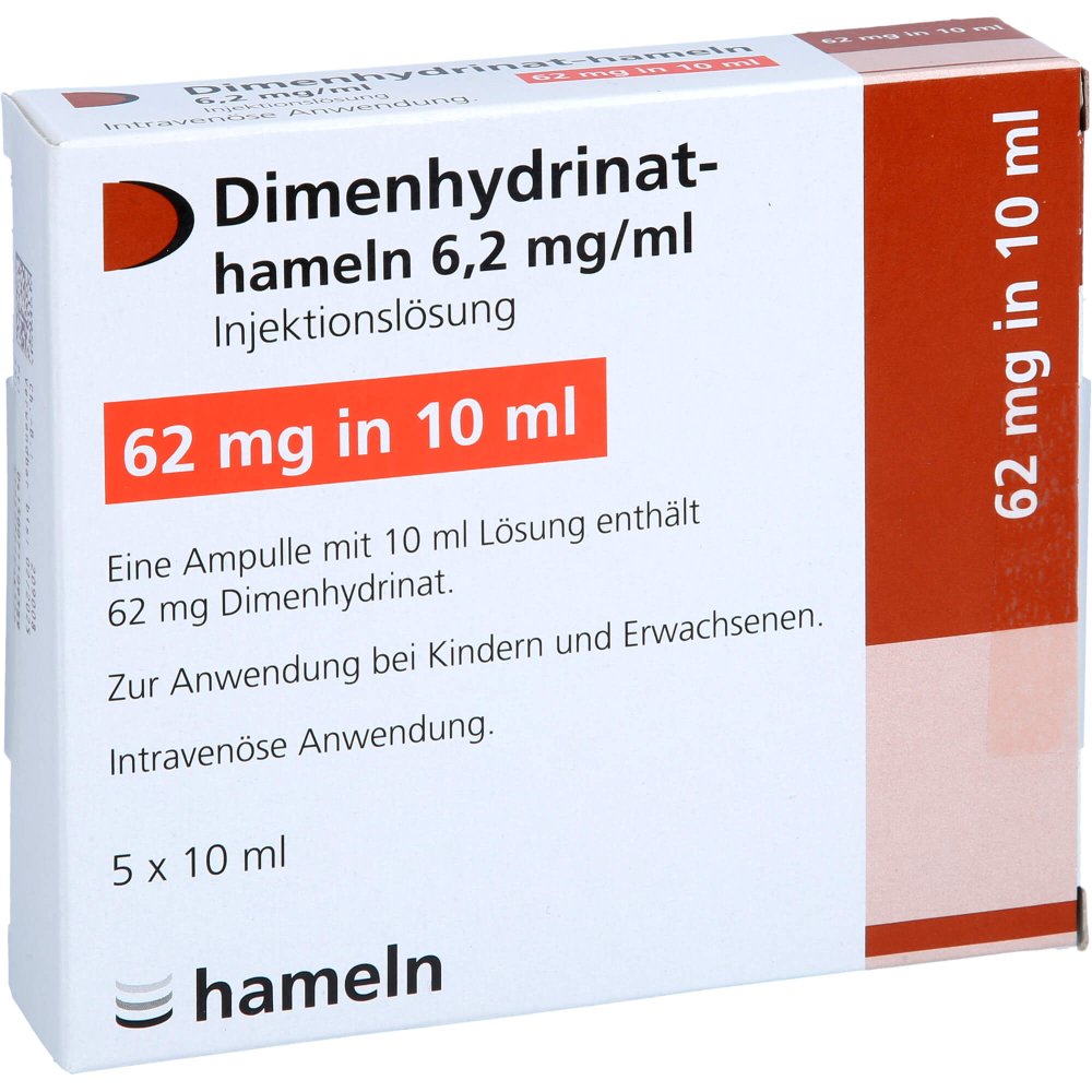 Dimenhydrinat-Hameln 6,2 Mg/Ml Injektionslösung (5X10 ml)