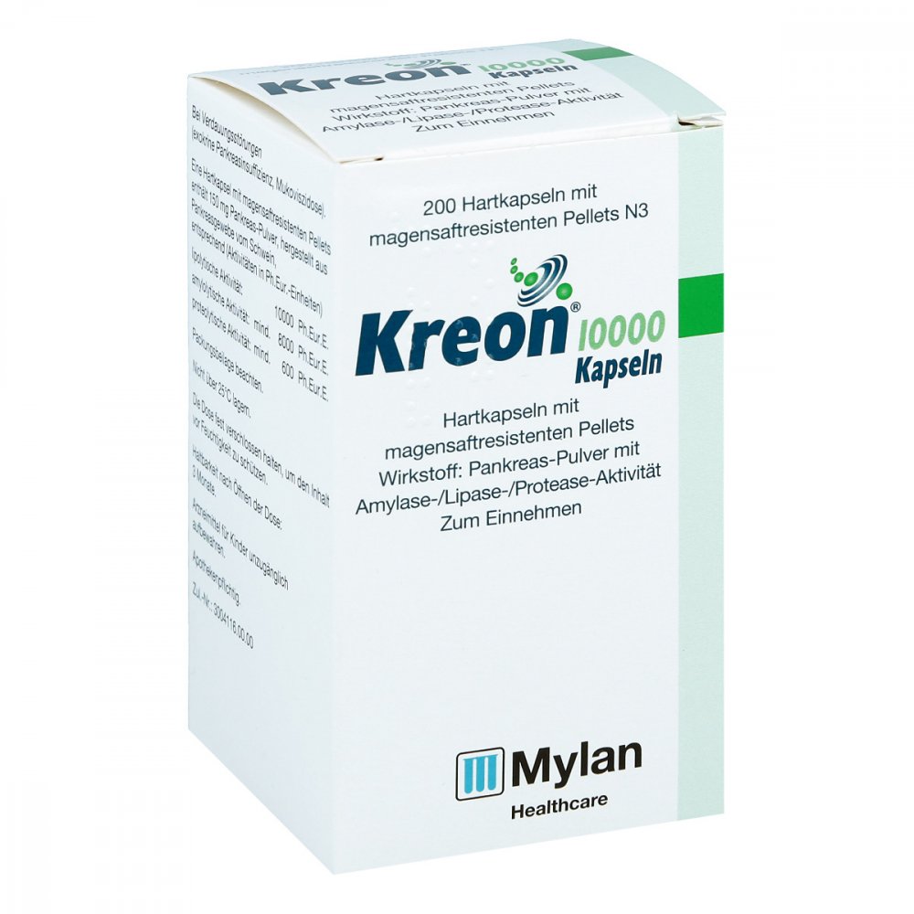 Kreon 10.000 Hartkps.M.Magensaftr.Überz.Pellets (200 stk)
