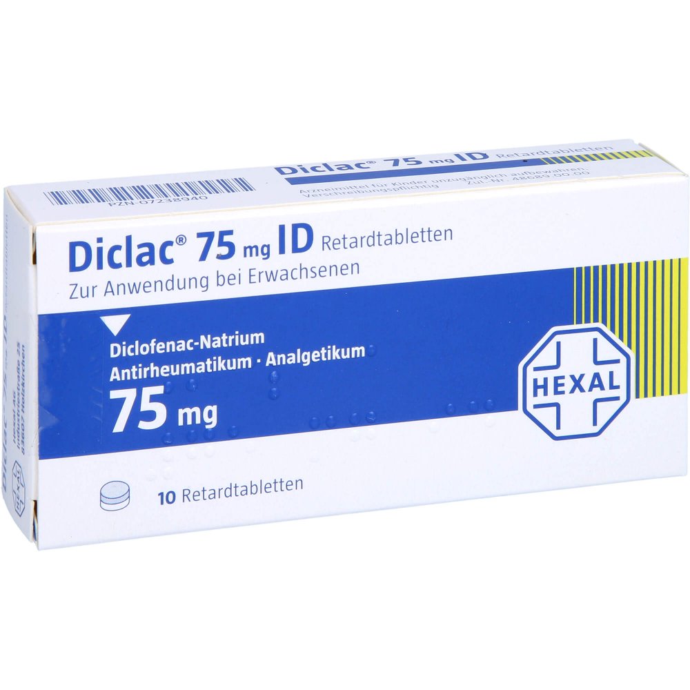 Das Produktfoto zeigt Diclac 75 Id Retardtabletten (10 stk) PZN 07238940