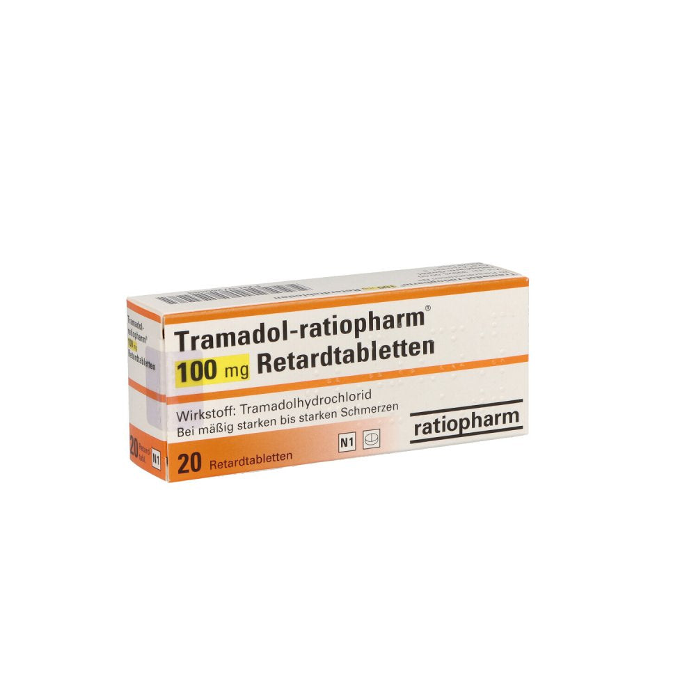 Das Produktfoto zeigt Tramadol-Ratiopharm 100 Mg Retardtabletten (20 stk) PZN 07260483