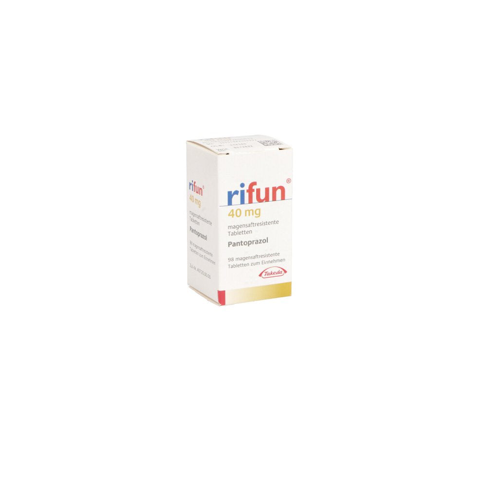 Das Produktfoto zeigt Rifun 40 Mg Magensaftresistente Tabletten (98 stk) PZN 07265061