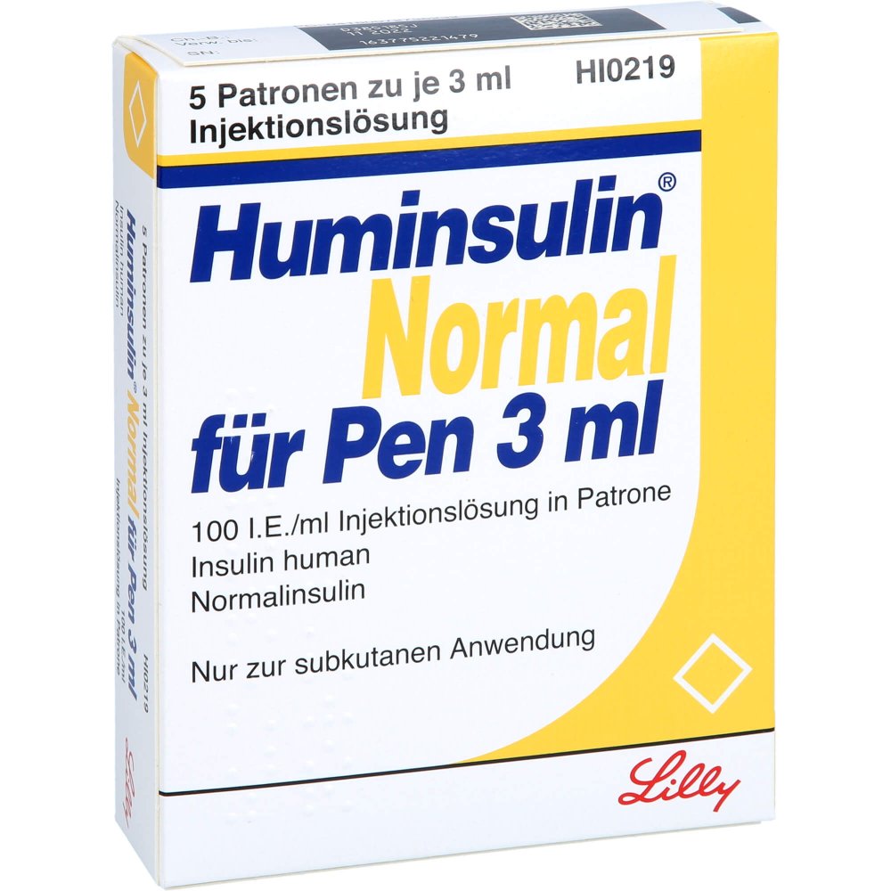 Das Produktfoto zeigt Huminsulin Normal F.Pen Injektionslösung (5X3 ml) PZN 07273623