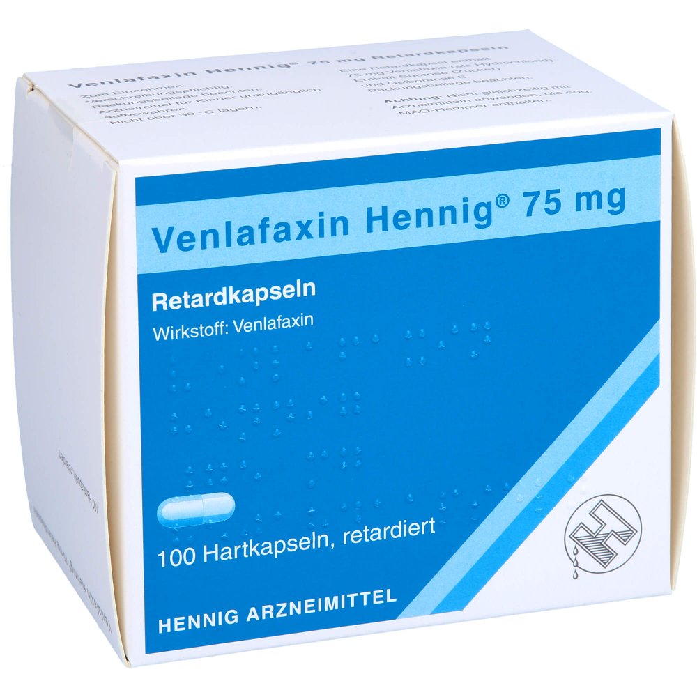 Das Produktfoto zeigt Venlafaxin Hennig 75 Mg Retard Hartkapseln (100 stk) PZN 07281226