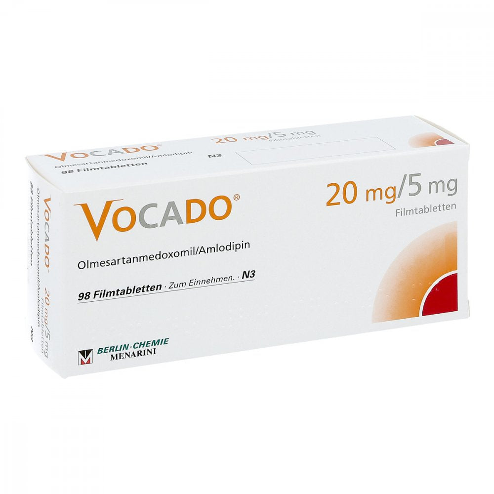 Das Produktfoto zeigt Vocado 20 Mg/5 Mg Filmtabletten (98 stk) PZN 07294186