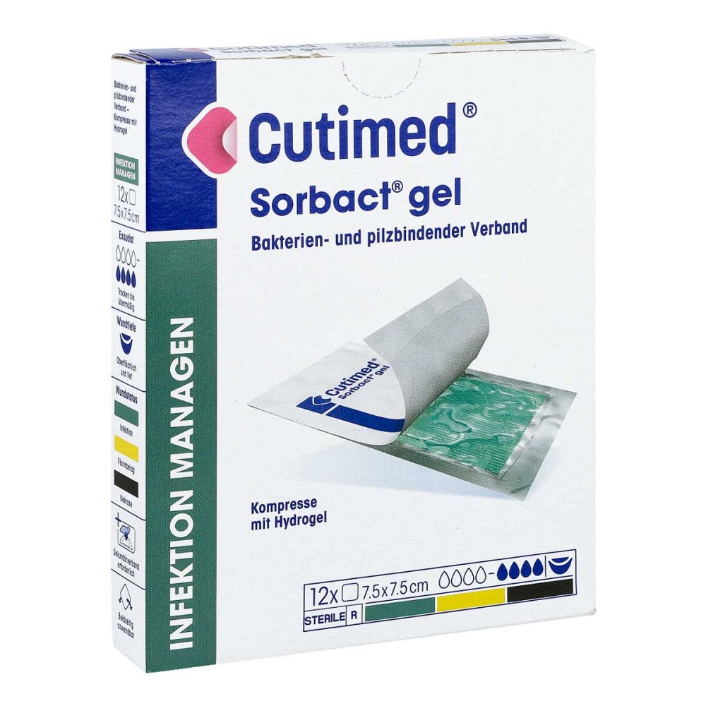 Cutimed Sorbact Gel Kompressen 7,5x7,5 Cm (12 stk)