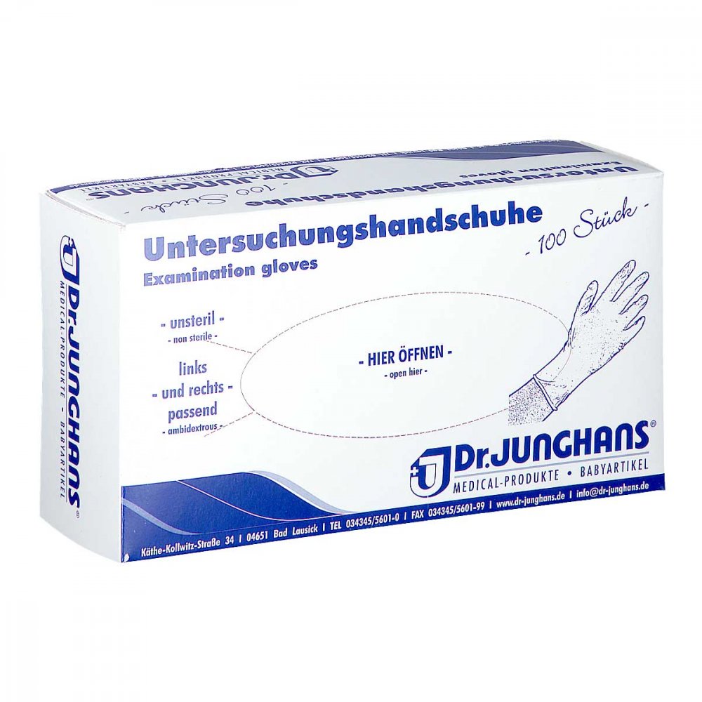Das Produktfoto zeigt Handschuhe Unters.Latex Unsteril Mittel (100 stk) PZN 07358650