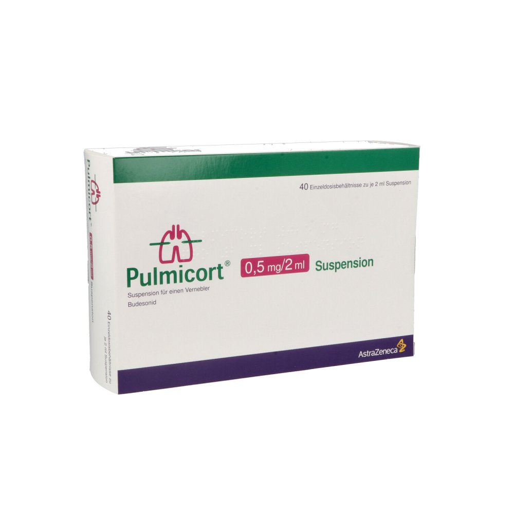 Das Produktfoto zeigt Pulmicort 0,5 Mg/2 Ml Suspension F.Einen Vernebler (40X2 ml) PZN 07377860