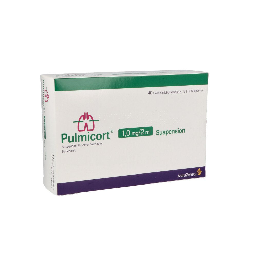 Das Produktfoto zeigt Pulmicort 1 Mg/2 Ml Suspension F.Einen Vernebler (40X2 ml) PZN 07377908