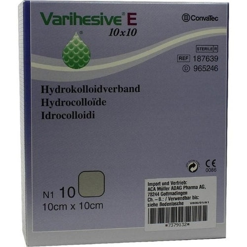 Das Produktfoto zeigt Varihesive E 10x10 Cm Hkv Hydroaktiv 965246 (10 stk) PZN 07379132