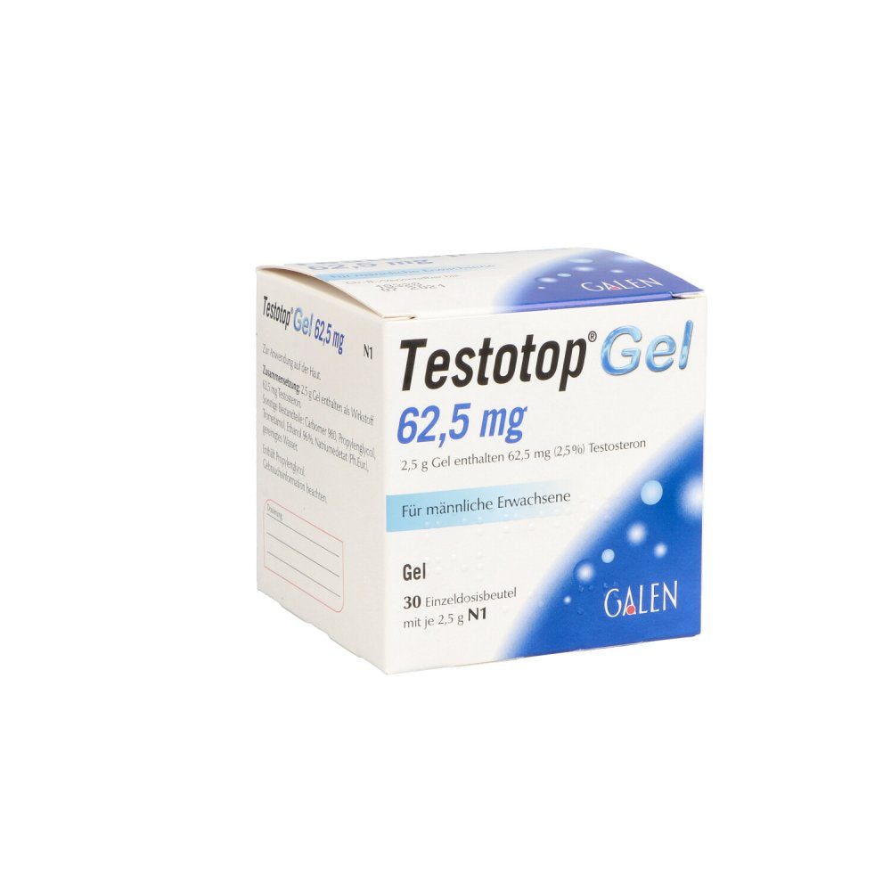 Das Produktfoto zeigt Testotop Gel 62,5 Mg (30 stk) PZN 07386758