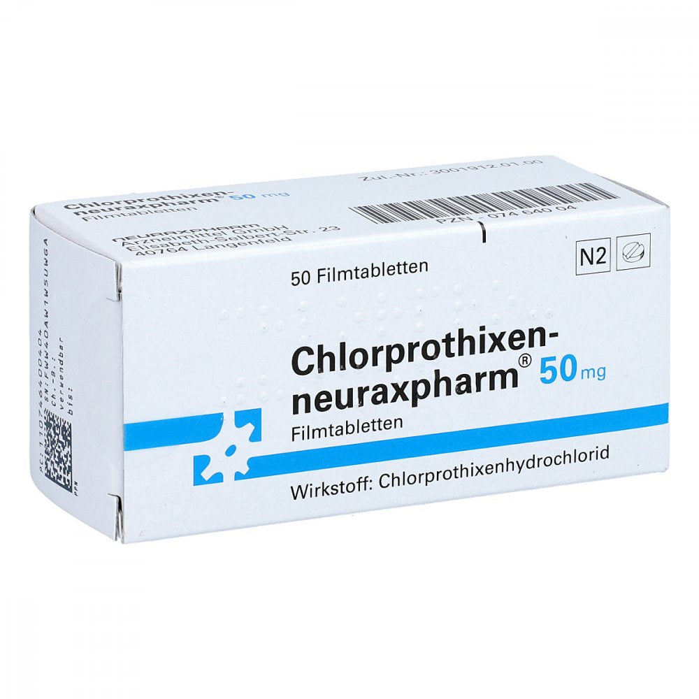 Das Produktfoto zeigt Chlorprothixen-Neuraxpharm 50 Mg Filmtabletten (50 stk) PZN 07464004