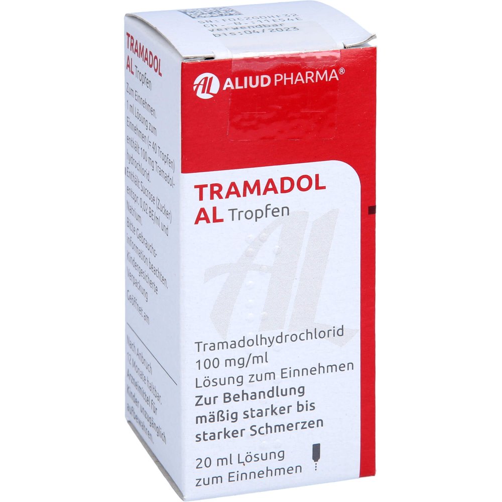 Das Produktfoto zeigt Tramadol Al Tropfen (20 ml) PZN 07493164