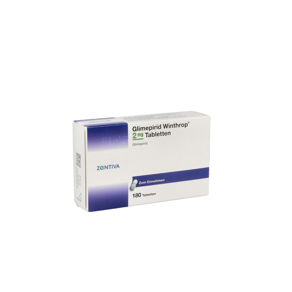 Das Produktfoto zeigt Glimepirid Winthrop 2 Mg Tabletten (180 stk) PZN 07547782