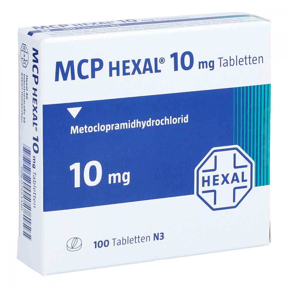 Das Produktfoto zeigt Mcp Hexal 10 Tabletten (100 stk) PZN 07553340