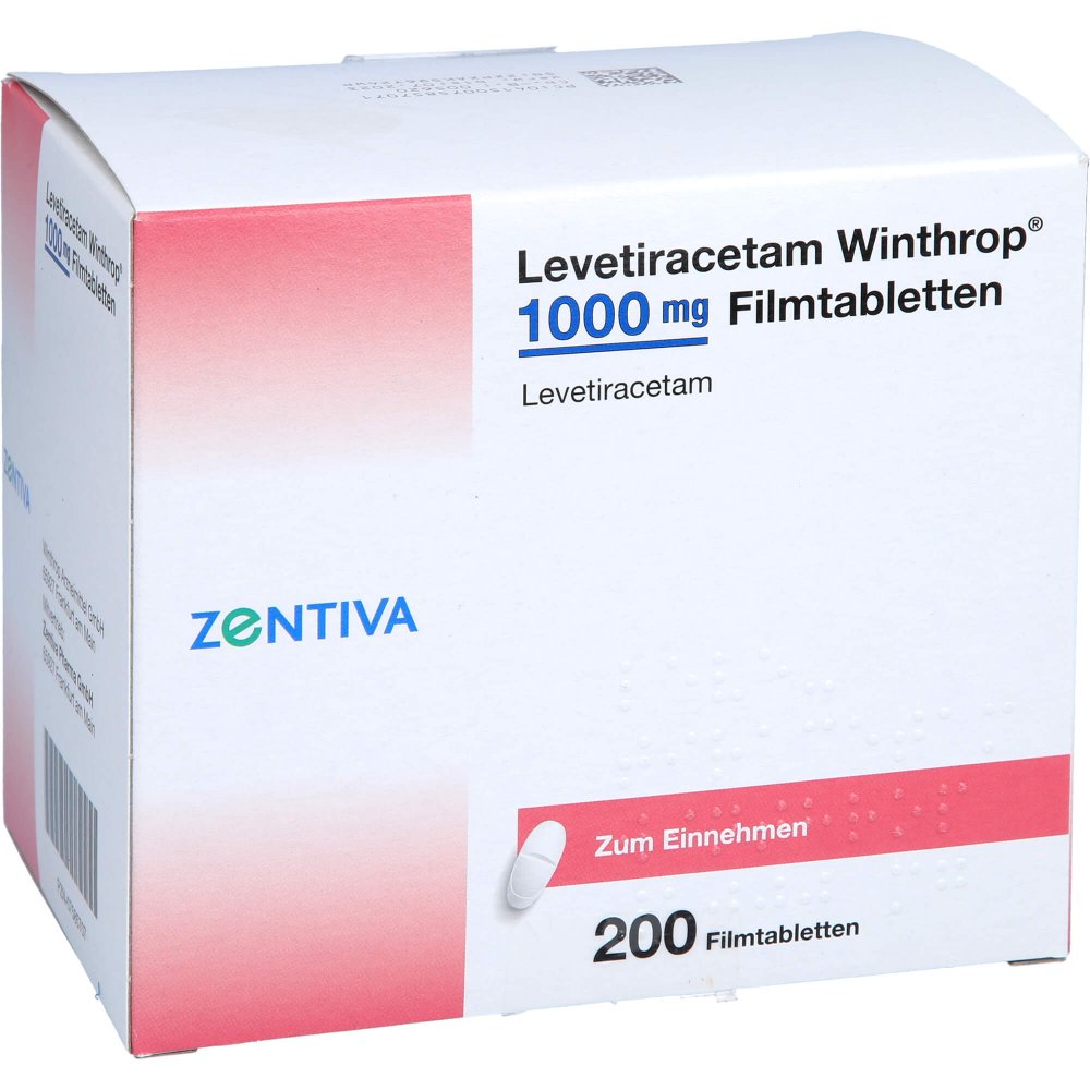 Das Produktfoto zeigt Levetiracetam Winthrop 1000 Mg Filmtabletten (200 stk) PZN 07585707