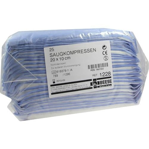 Das Produktfoto zeigt Saugkompressen Unsteril 10x20 Cm 1228 (25 stk) PZN 07607202