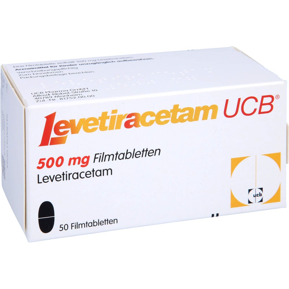 Das Produktfoto zeigt Levetiracetam Ucb 500 Mg Filmtabletten (50 stk) PZN 07611072