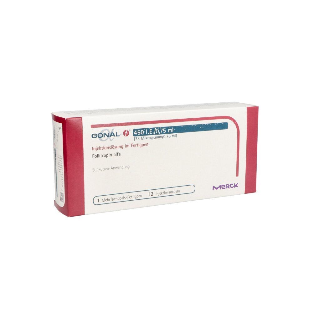 Das Produktfoto zeigt Gonal-F 450 I.E./0,75 Ml 33 Mikr./0,75ml Fertigpen (1 stk) PZN 07652622