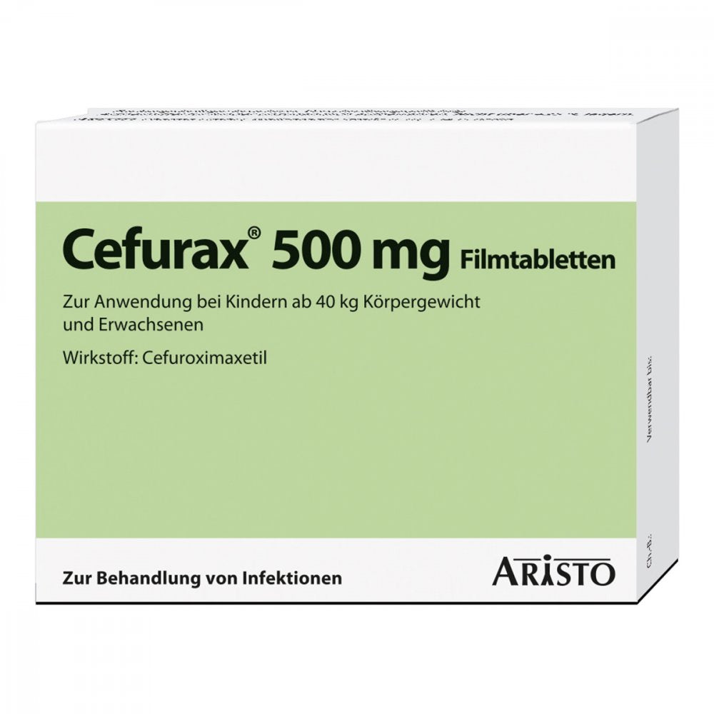 Das Produktfoto zeigt Cefurax 500 Mg Filmtabletten (20 stk) PZN 07701898
