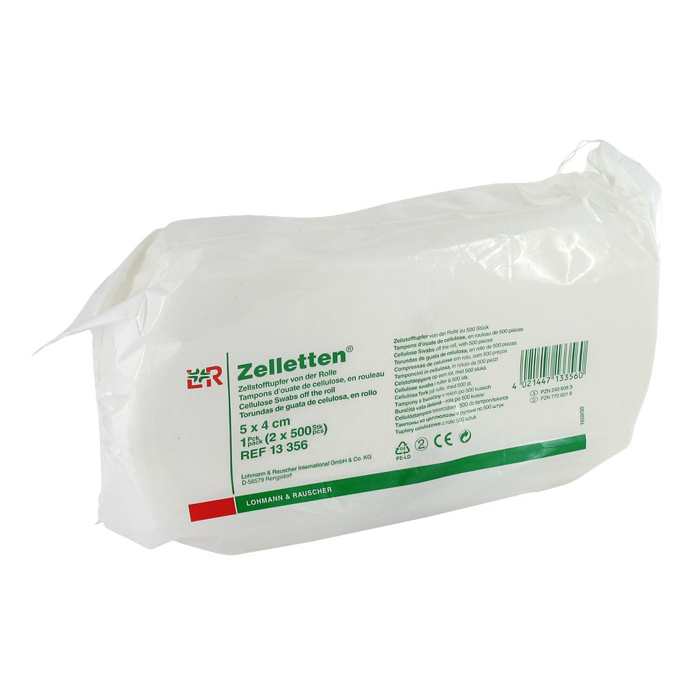 Zelletten Tupfer 4x5 Cm Unsteril Rolle (2X500 stk)