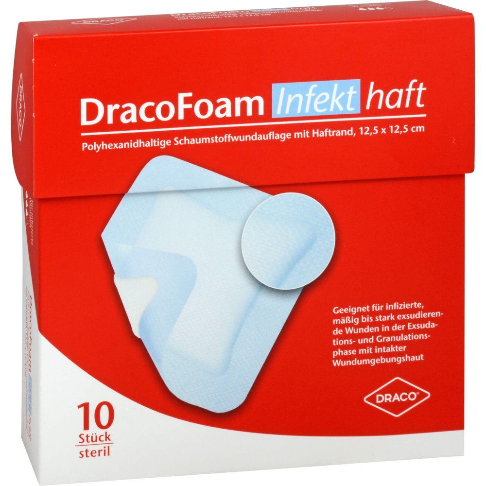 Dracofoam Infekt Haft Schaumst.Wundauf.12,5x12,5cm (10 stk)