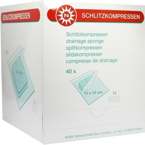 Das Produktfoto zeigt Schlitzkompressen Mull 10x10 Cm Steril 12fach (40X2 stk) PZN 07742957