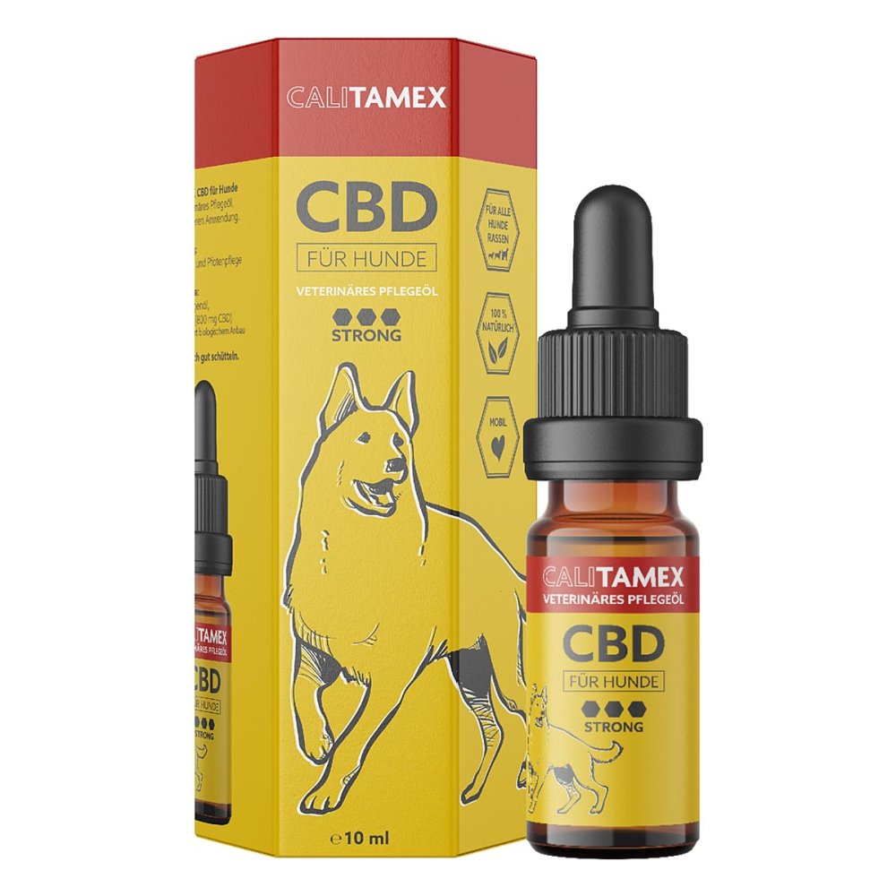 Das Produktfoto zeigt CaliTamex CBD Öl für Hunde 8% strong PZN 08101813