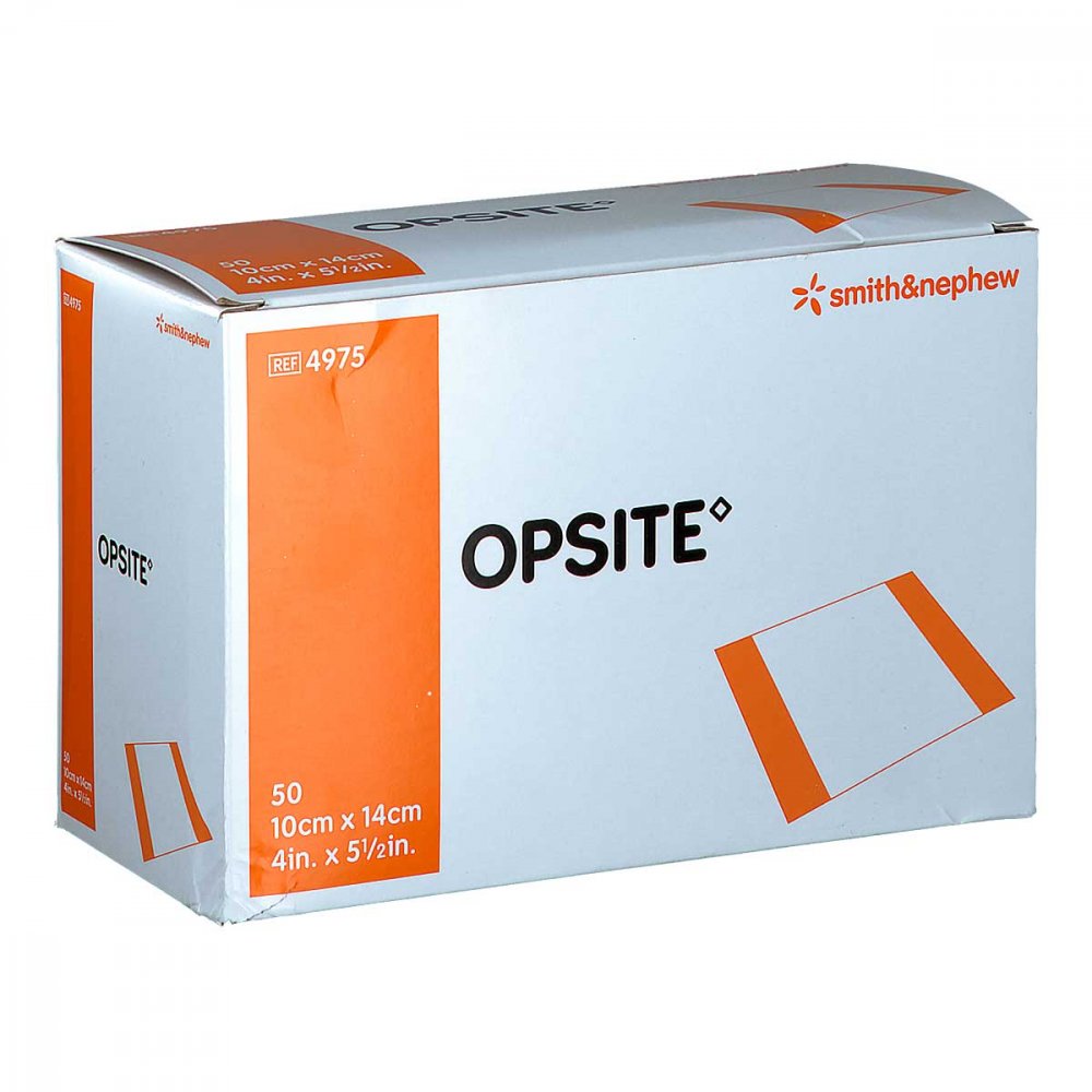 Das Produktfoto zeigt Opsite 10x14 Cm Wundverband (50 stk) PZN 08408574