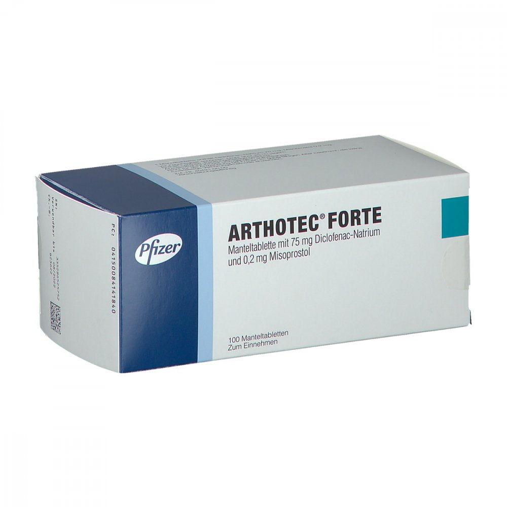 Das Produktfoto zeigt Arthotec Forte Manteltabletten (100 stk) PZN 08414184